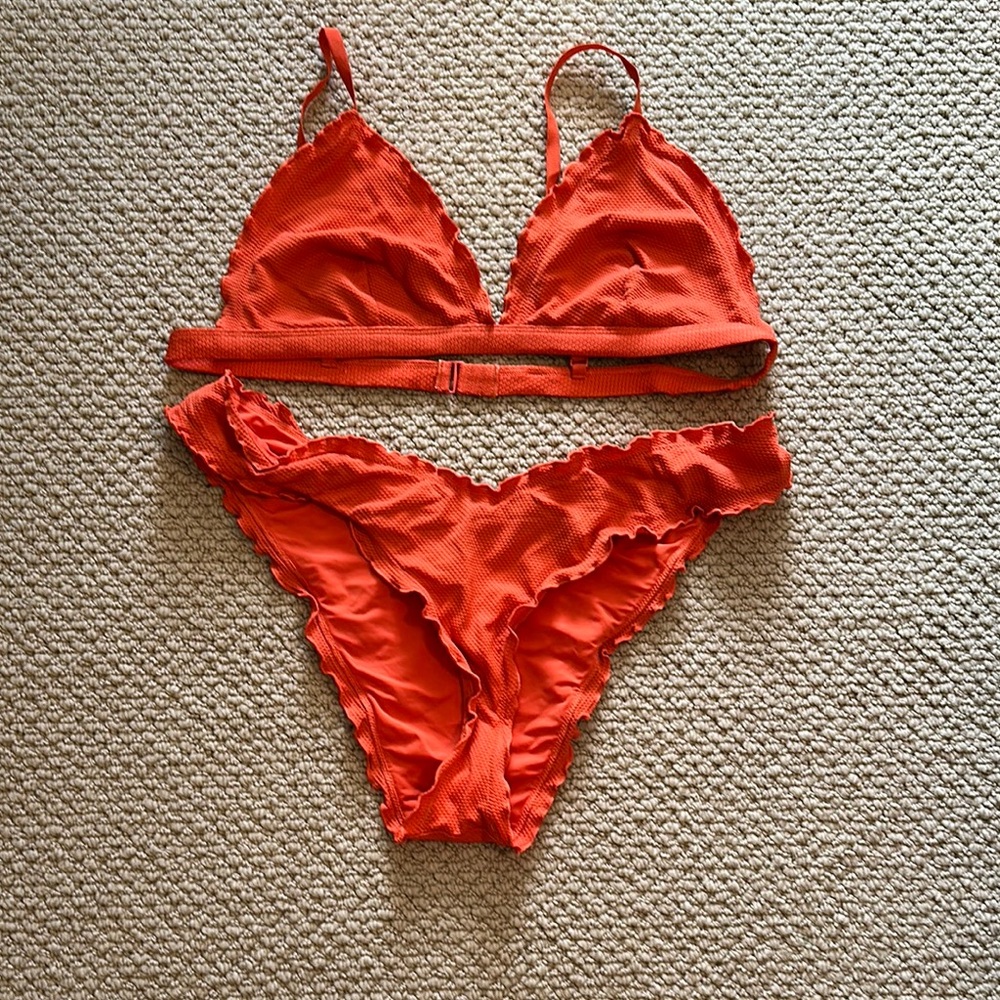 Orange Ruffled Bikini Set